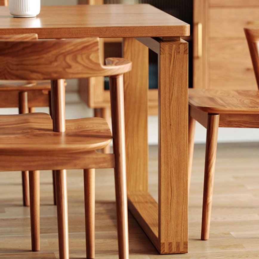 Pine Wood Contemporary Rectangular Table Wood Top Table with Sled Base