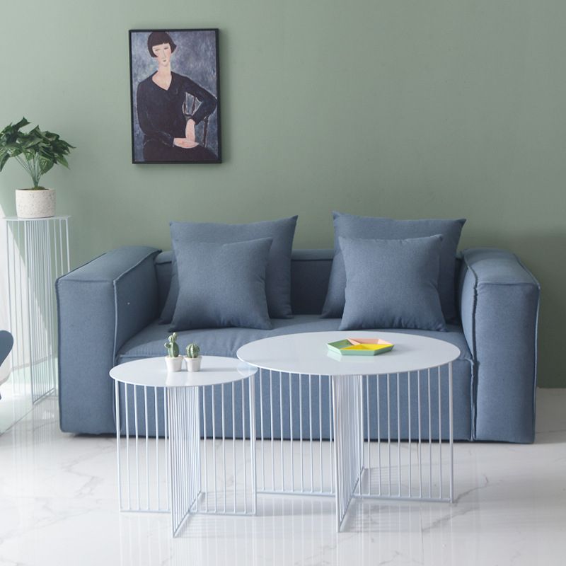 Mid-Century Modern Iron Coffee Table Metal Round Frame Cocktail Table