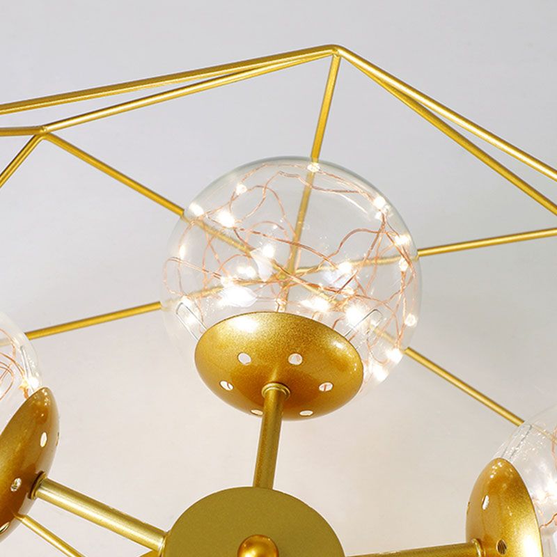 Metal Cage Design Simplicity Ceiling Light 5-Lights Modern Style Lighting Fixture