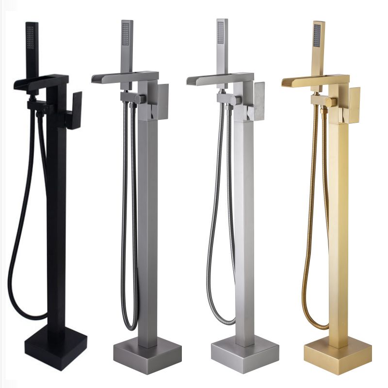 Floor Mounted Copper Freestanding Tub Filler Freestanding Low Arc Tub Filler Trim
