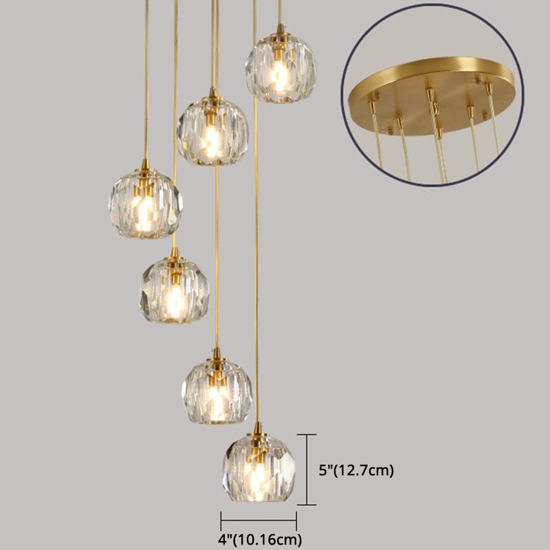 Gold Tapered Hanging Pendant Light Modern Style Crystal Suspended Lighting Fixture