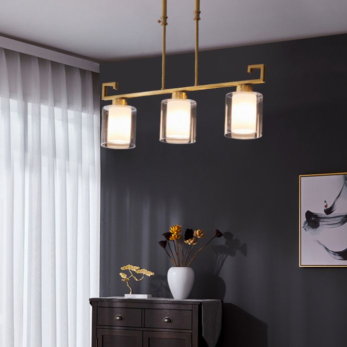 Cilinder Island Lighting Glass Contemporary Simplicity Fishting a sospensione per il ristorante