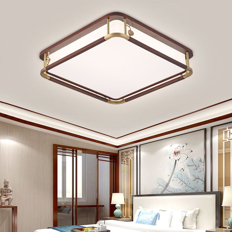 Modern Ceiling Light Wooden Flush Mount Light Fixture for Bedroom
