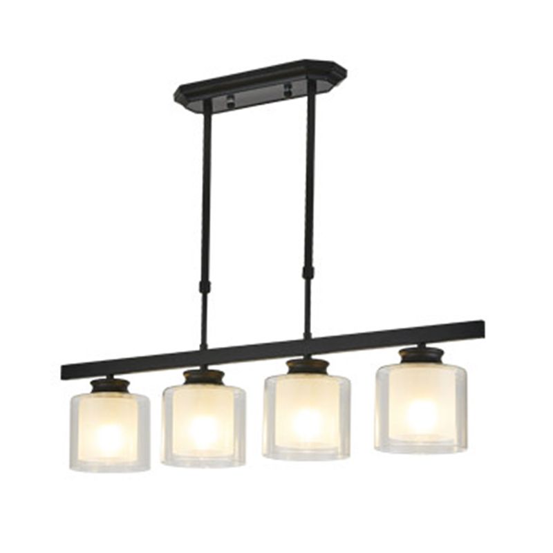 Luces de la isla de cilindro Luz de techo de isla de metal contemporánea con sombra de vidrio