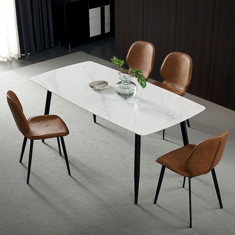 Sillas con respaldo de estilo industrial, sillas sin brazos de comedor de cuero para cocina