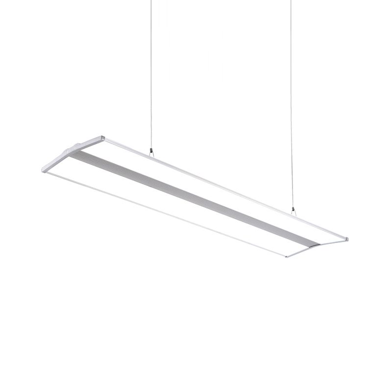 Rechteckige Anhängerbeleuchtung moderne Metall -LED 23,5 "/47" breites silberne Deckenlampen -Kit mit weißem Acryldiffusor