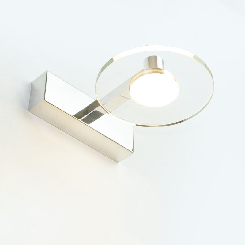 Translucent Crystal Vanity Light Sconce 1 Light Circle Vanity Vanity Lamp for Bathroom