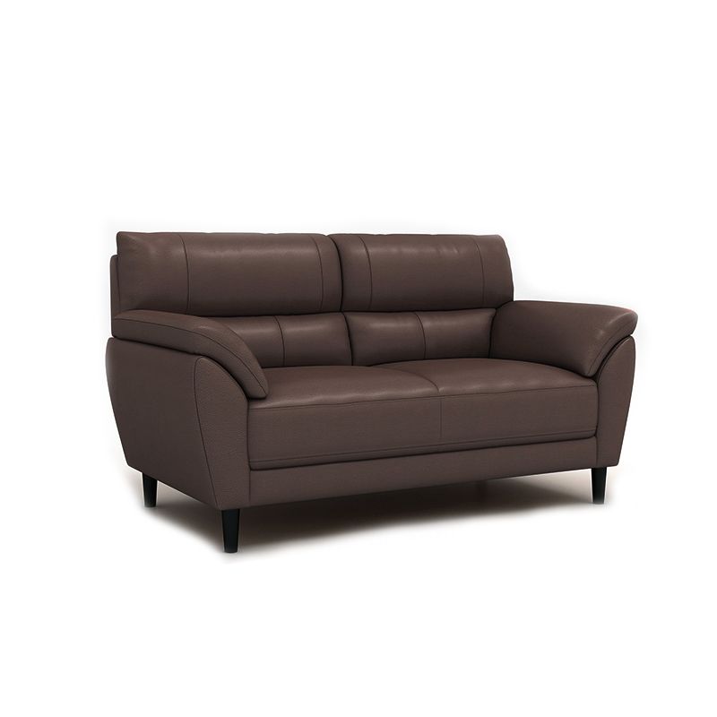 Stain Resistant Leather Settee Couch Pillow Top Arm Sofa Couch in Brown
