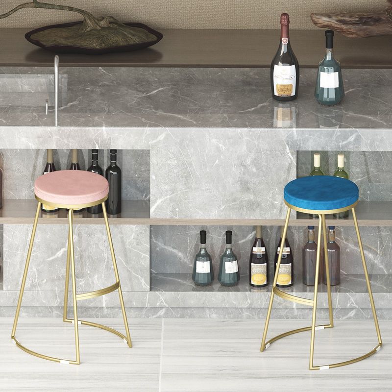 Nordic Style Bar-stool Round Seat Counter Bar Stool with Metal Legs for Home