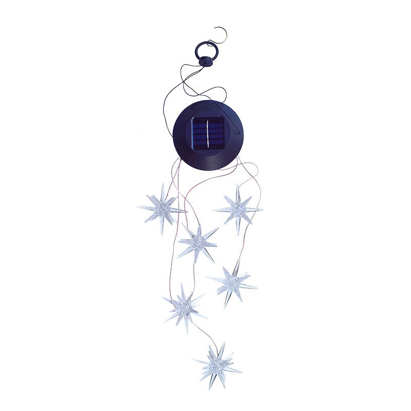 Sea Urchin LED Pendant Light Art Decor Plastic Courtyard Solar Wind Chime Lighting in Clear, 1 Pc