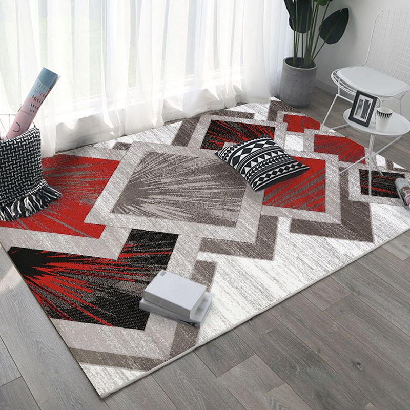 Gray Modern Rug Polyester Irregular Line Rug Washable Rug for Home Decor