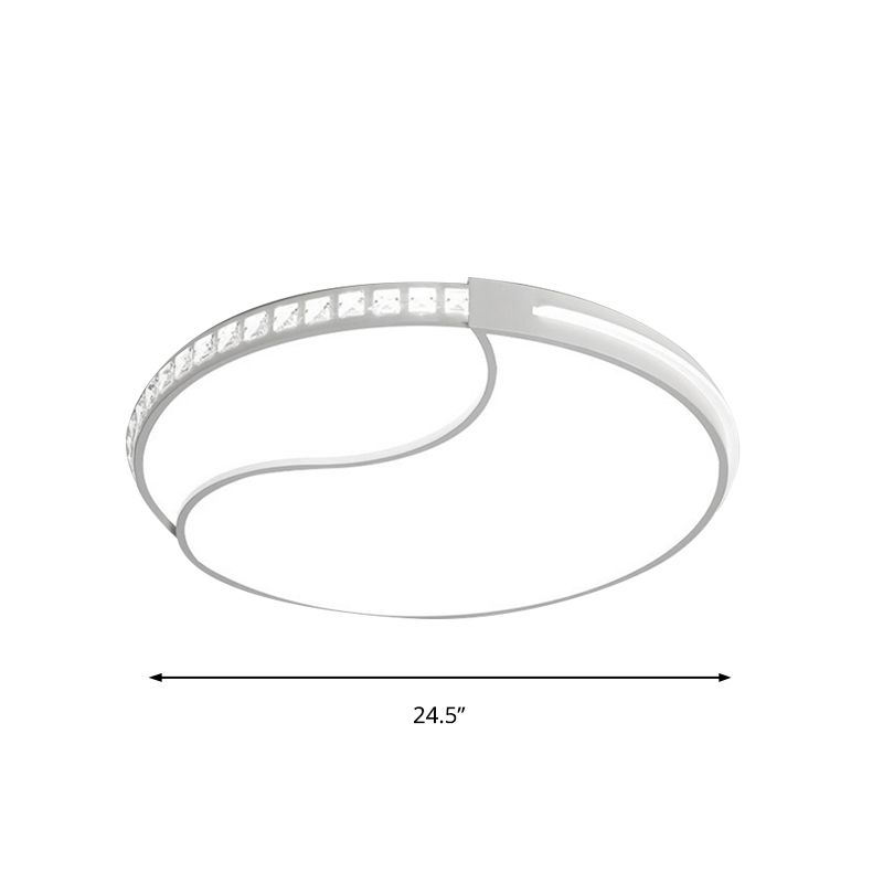 16.5"/20.5"/24.5" Wide Crystal Circular Flush Mount Lighting Contemporary LED Ceiling Light Fixture in Warm/White Light