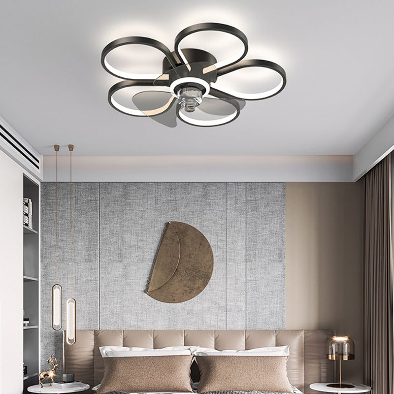 Nordic Style Metal Ceiling Fan Lamp Geometry Circle Ceiling Fan Light for Bedroom