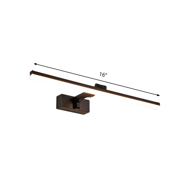 Metal Slim Vanity Lighting Fixture Simplicity 16"/19.5" L LED Wall Lamp in Black, Warm/White Light