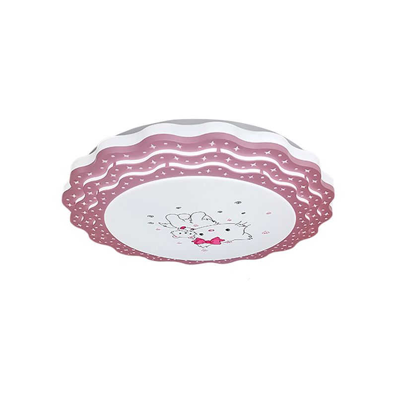 Tiered Ripple Flush Deckenleuchte, Cartoon-Acryl-Schlafzimmer-LED-Unterputzlampe in Rosa/Blau/Grau-Gelb