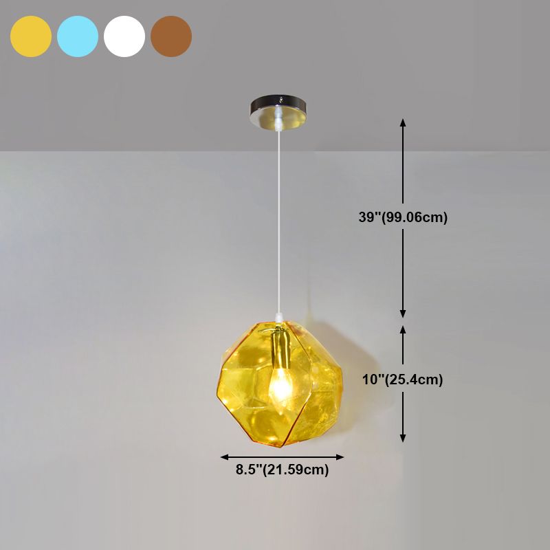Diamant en verre petit pendentif moderniste suspendu luminaire pour chambre à coucher
