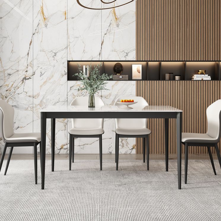 Sintered Stone Top Rectangle Table for Restaurant Modern Dining Table with Metal 4 Legs