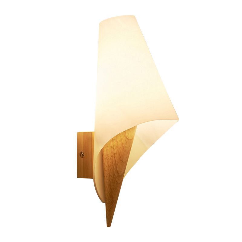 1-Light Wall Sconce Modern Style Wood Wall Lighting for Bedroom