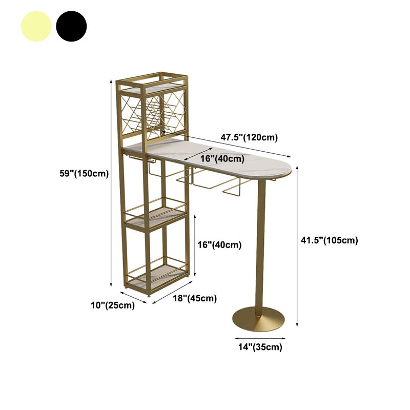 Modern 1/3 Pieces Bar Table Set Stone Counter Table with Stools for Kitchen