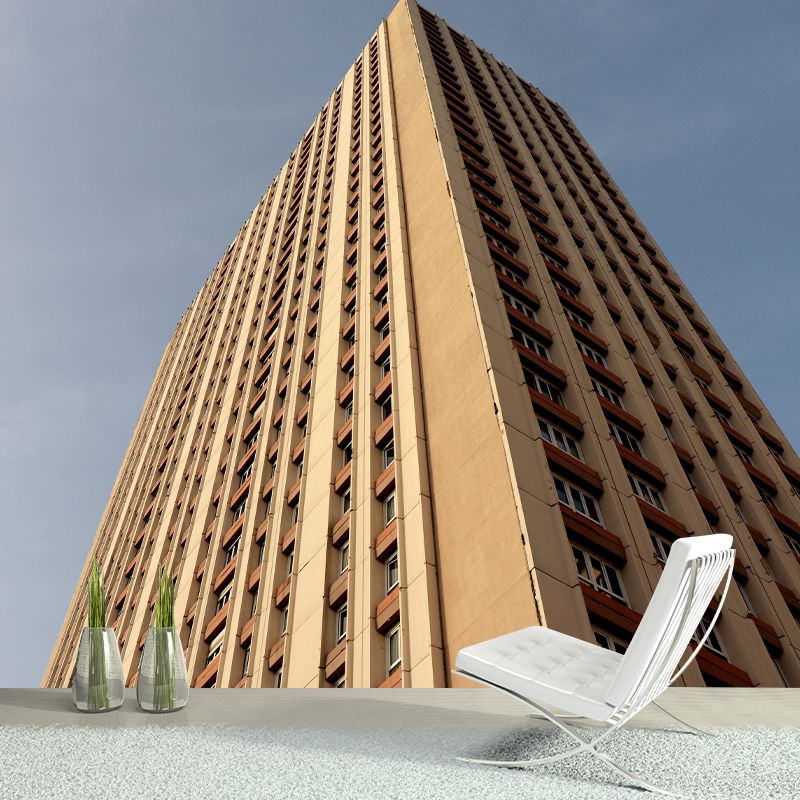 Modern Architecture Mural Decal Water Resistant Decor for Meeting Room