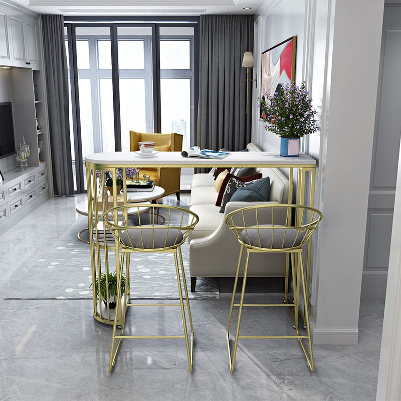 Stone Top Bar Height Table Modern Style Bistro Pub Table with 2 Shelves