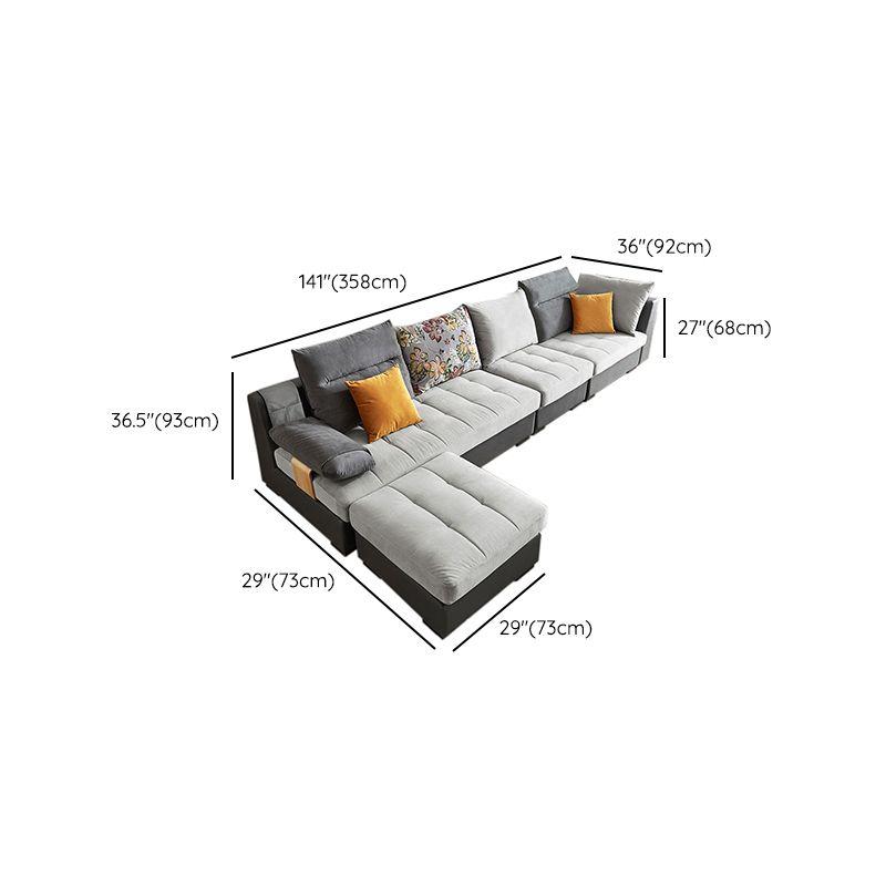 Contemporary Pillow Top Arm Sectional Couch  Velvet Sectional sofa