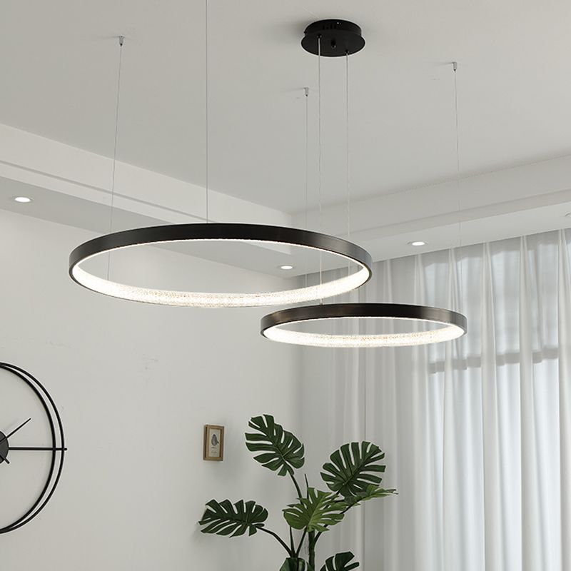 Modern Round Chandelier Light Fixtures Multi-Tier Hanging Pendant Lamps with Acrylic Shade