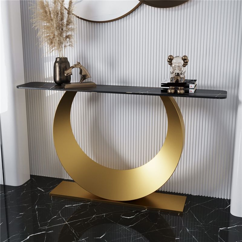 Glam Style Stone Top Accent Table for Hall Console Table 31.5" High