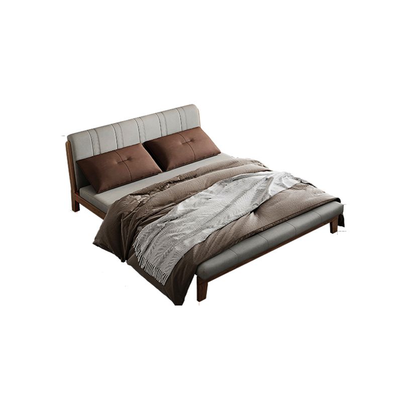 Faux Leather Armless Contemporary Bed Settee with Pillows in Grey