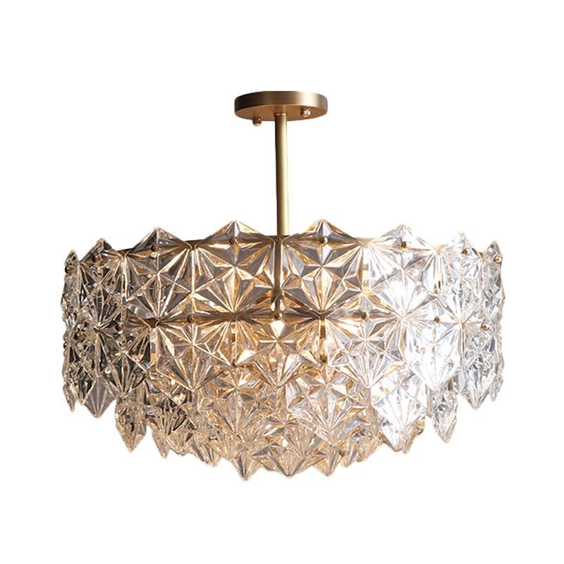 Luminaire de lustre circulaire en laiton vintage biseauté k9 cristal 6 têtes de salon pendentif plafond