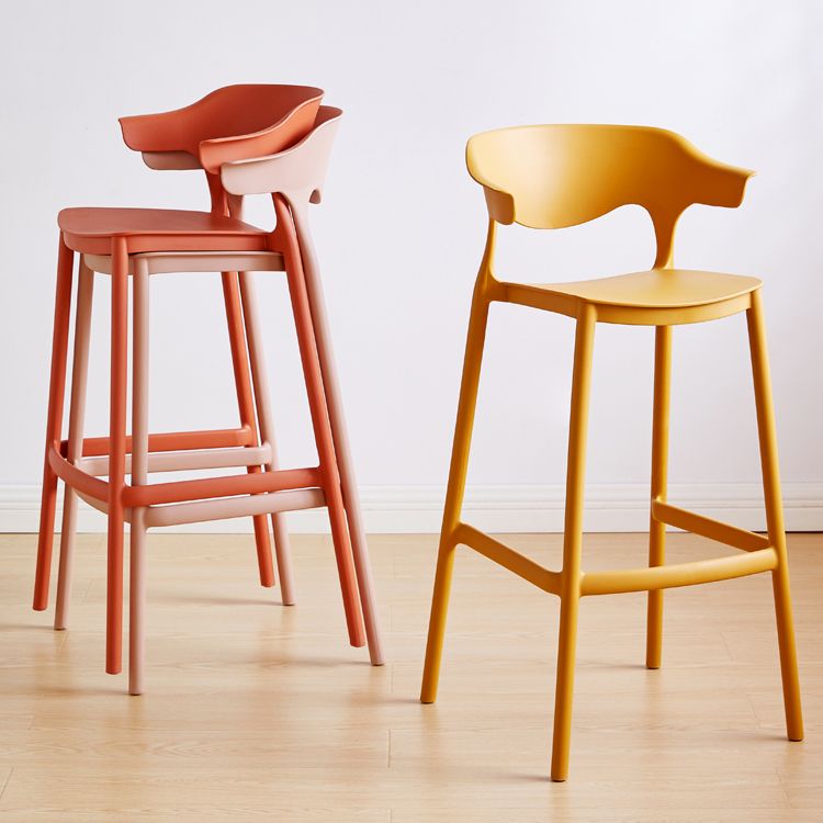Scandinavia Style Bar-stool Plastic Legs Square Seat Barstool with Low Back for Kitchen