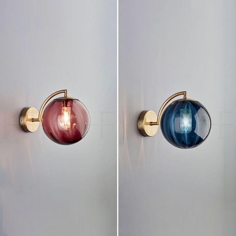 Glass Globe Wall Light in Modern Creative Style Wrought Iron Wall Lamp for Bedroom