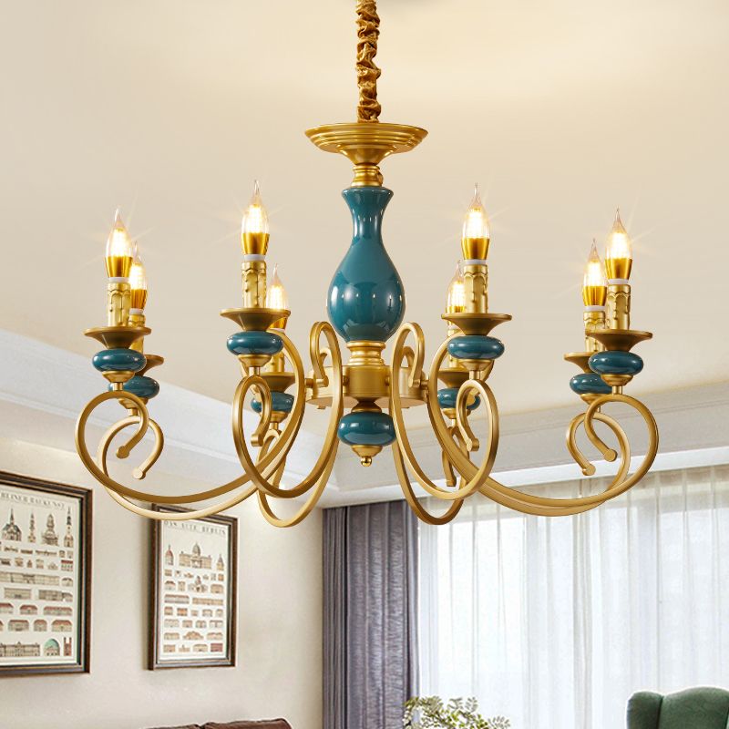 Traditional Style Suspension Pendant Light Candlestick Shaped Chandelier for Living Room