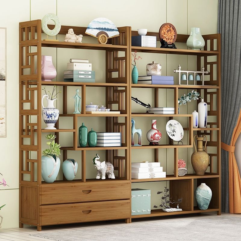 Modern Bamboo Floor Shelf Bookcase Open Book Shelf for Study Room