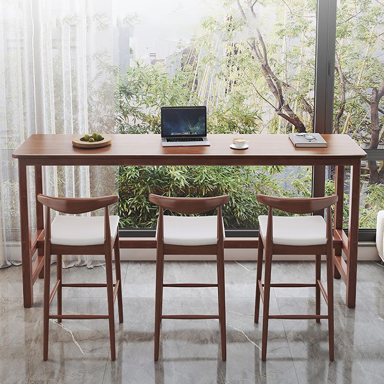 Modern Style Bistro Bar Table Rectangle Solid Wood Bar Table for Home