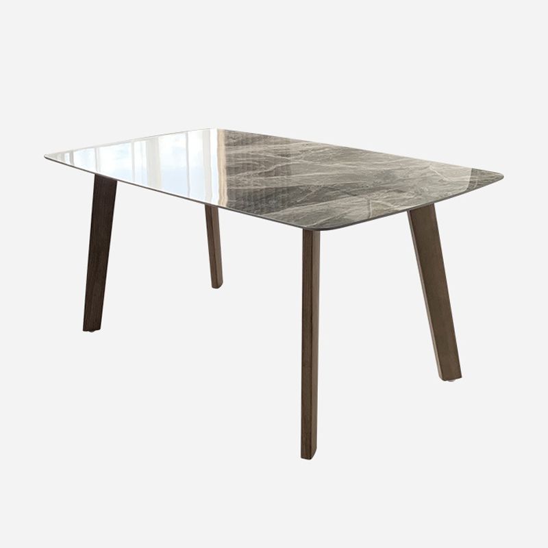 Rectangle 4 Legs Minimalist Table Three-Color Fixed Table of Sintered Stone