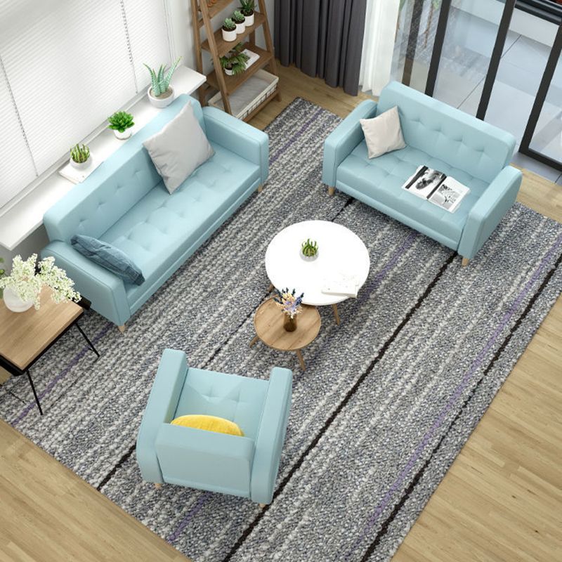 Contemporary Biscuit Back Standard Square Arm Stationary Sofa