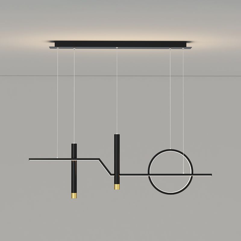 Cylinder Shape Island Lights Modern Style Metal 4 Light Island Lighting