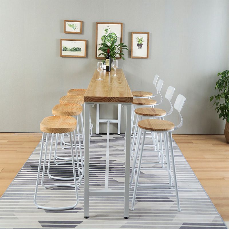 Contemporary Bar Table Rectangle Solid Wood Pub Table for Indoor