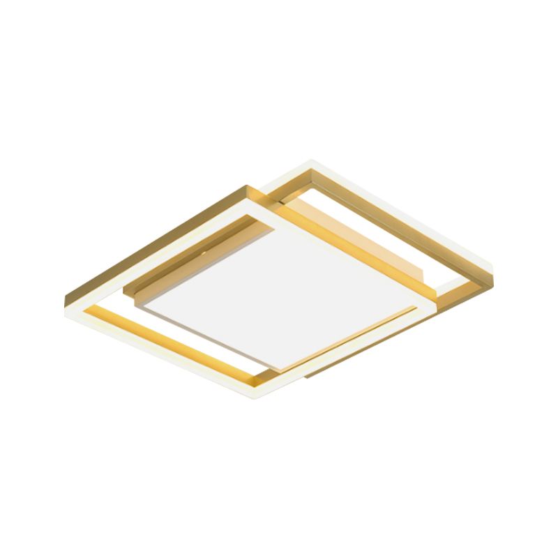 16"/19.5" W Gold Square Ceiling Flush Mount Nordic LED Metallic Flushmount Lighting, Warm/White Light