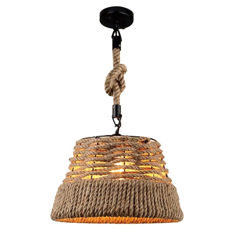 Canna intrecciata a mano a sospensione Light Industrial Style Industrial Stiro battuto con tonalità affusolata per il ristorante