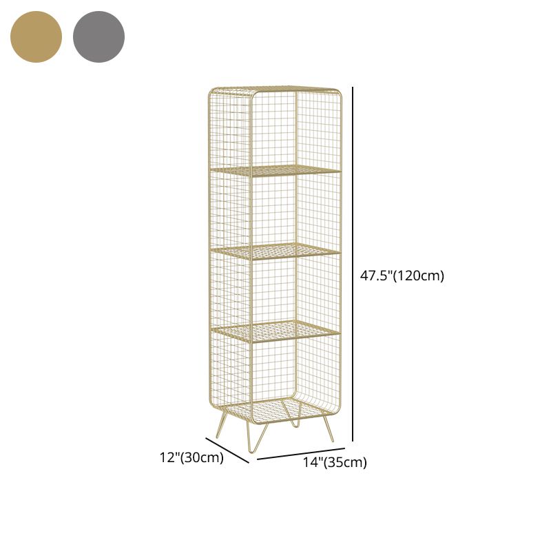 Modern Style Bookcase Vertical Metal Closed Back Bookshelf for Home