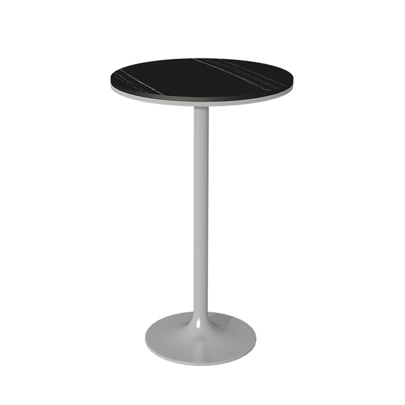 Modern Stone Round Top Bar Table Metal Base Pub Table for Restaurant