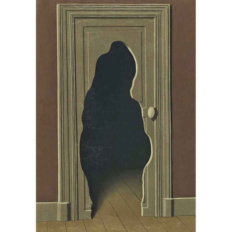 Personalized Illustration Surreal Mural with Door Hole Drawing in Brown, Optional Size