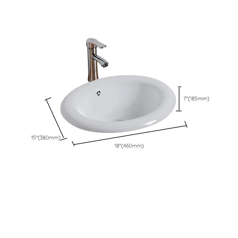White Drop-in Bathroom Sink Porcelain Wash Stand with Shut-Off Valve