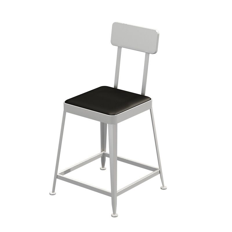 Faux Leather Dining Stools Square Bar Stools with Metal Base