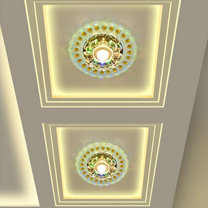 LED Flush Mounted Ceiling Light Nordic Blossoms Faceted Clear Glass Lighting Fixture for Corridor