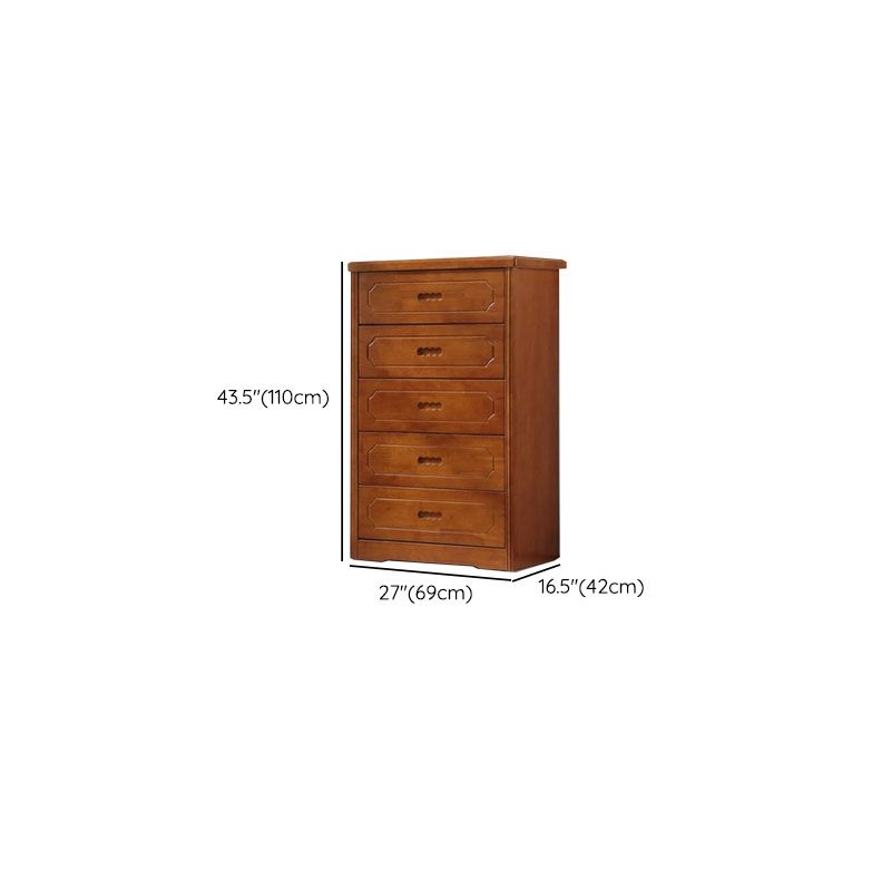 Rubber Wood Contemporary Storage Chest Bedroom Chest in Brown with Drawers