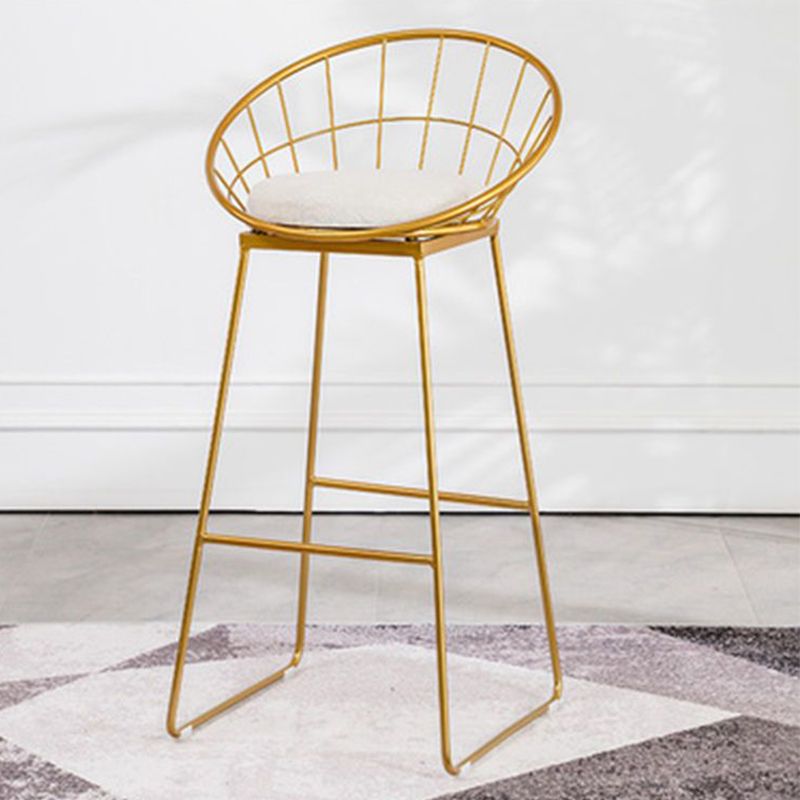 Metal Armless Bar Stool Low Back Dining Stool with Metal Base