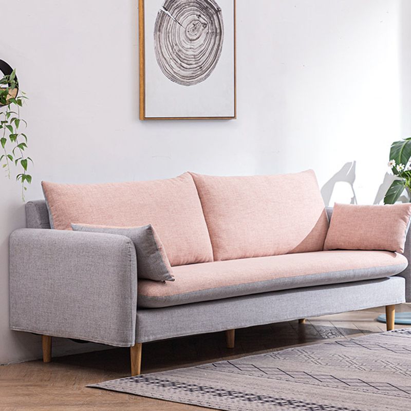 Moderne houten benen stof bank standaard vierkante arm losse achterbank